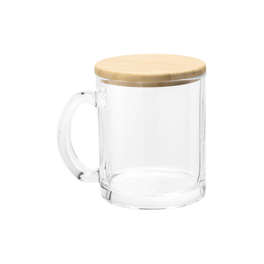Taza Vidrio con Tapa Madera